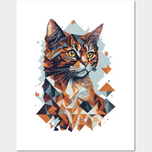 Geometric Cat colorful abstract design Posters and Art